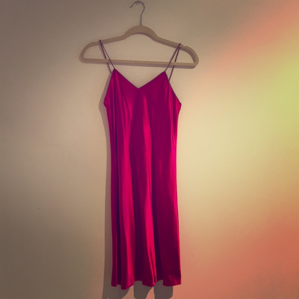 Helmut Lang XS Pink Silk Zippered Dress - New